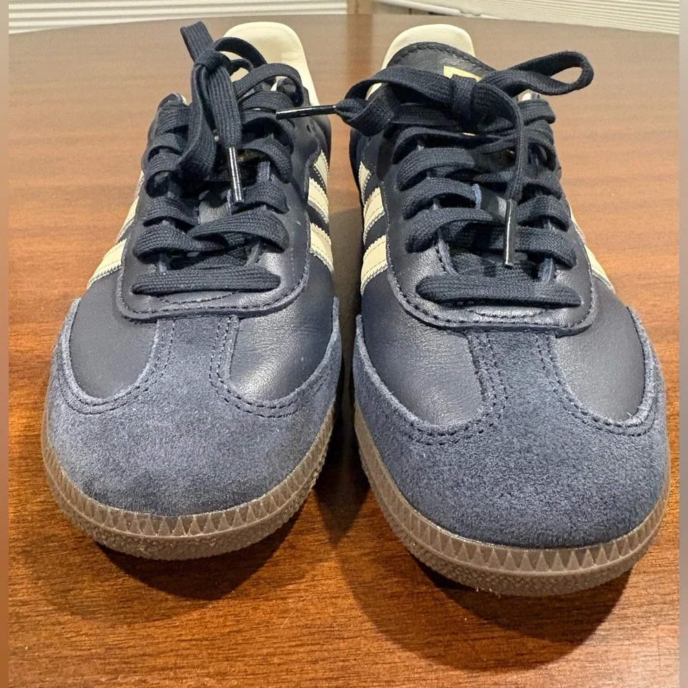 ADIDAS Samba OG Night Navy and Cream Suede Leather Low Profile Trainer Sneakers - Picture 7 of 9